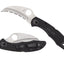 Spyderco Tasman Salt 2 C106SBK2 dettaglio lama Hawkbill H-1 seghettata e FRN nero