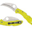 Spyderco Tasman Salt 2 C106PYL2 dettaglio lama Hawkbill H-1 PlainEdge e FRN giallo