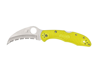 Spyderco Tasman Salt 2 C106SYL2 lama Hawkbill H-1 seghettata, FRN giallo, uso acquatico