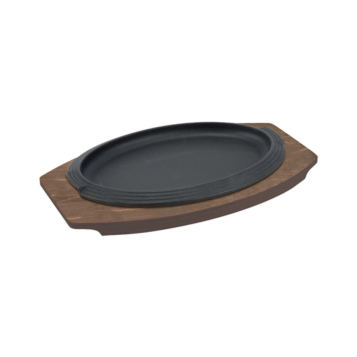 ILSA Piatto Ovale in Ghisa con Vassoio in Legno di Betulla 27x18 cm