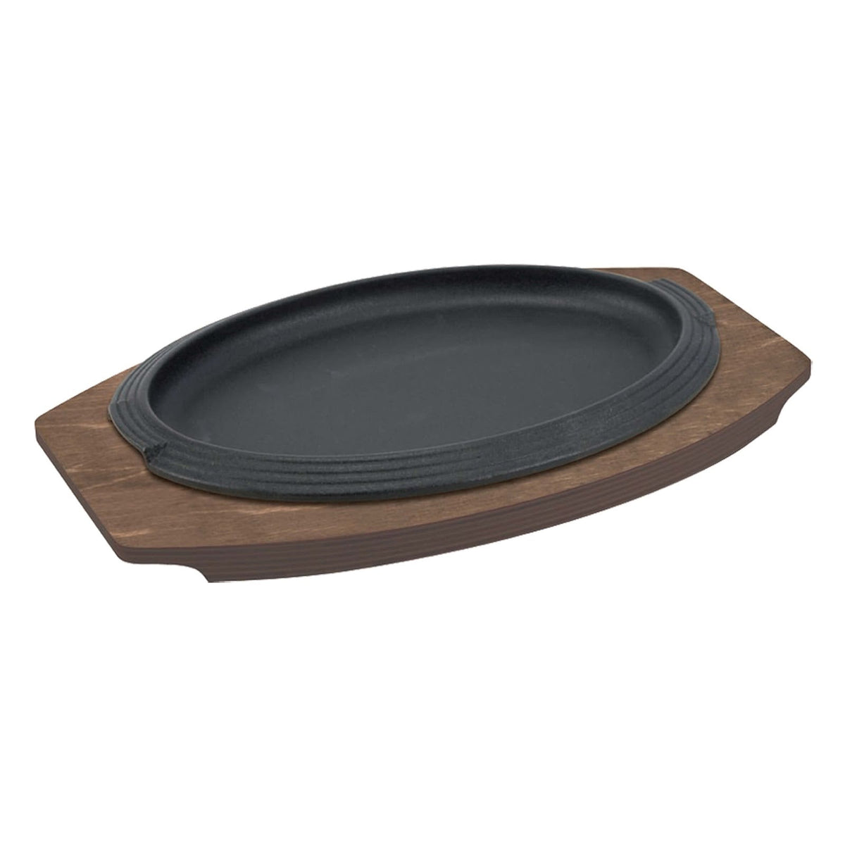 ILSA Piatto Ovale in Ghisa con Vassoio in Legno di Betulla 31x21,5 cm