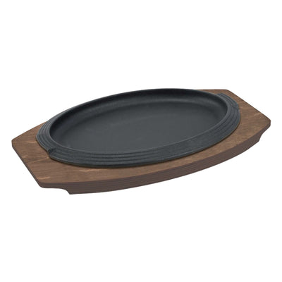 ILSA Piatto Ovale in Ghisa con Vassoio in Legno di Betulla 31x21,5 cm