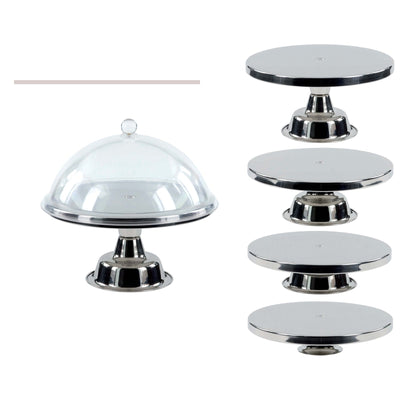 ILSA Alzata Componibile in Acciaio Inox Piatto Ø 20 cm Altezza Regolabile da 7 a 15 cm