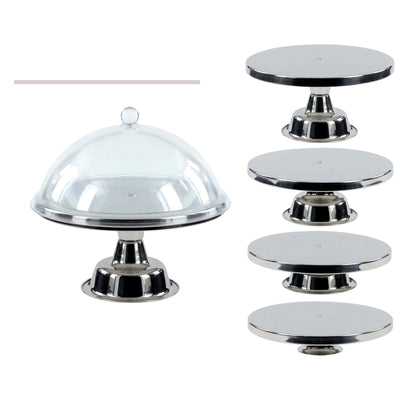ILSA Alzata Componibile in Acciaio Inox Piatto Ø 25 cm Altezza Regolabile da 7 a 15 cm