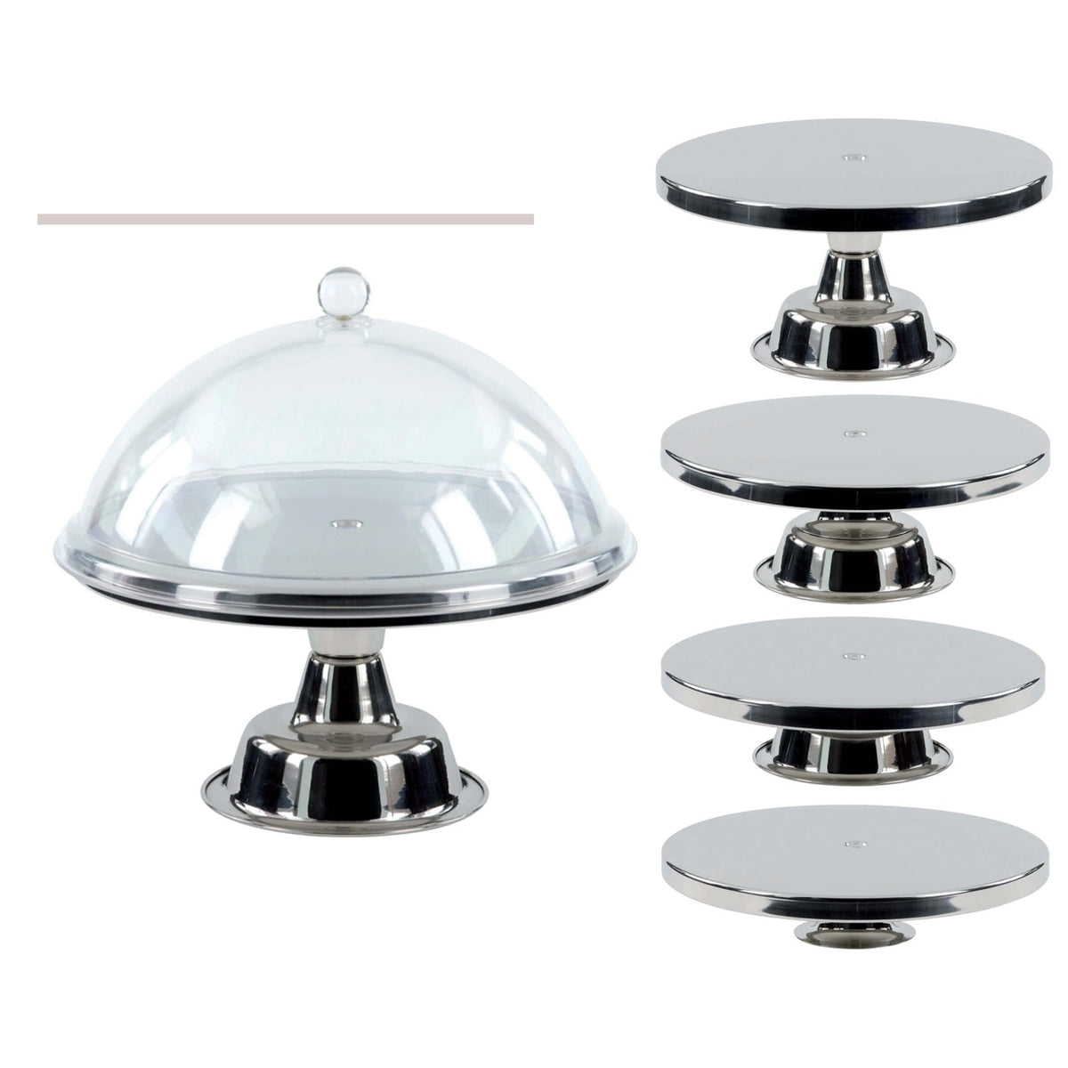 ILSA Alzata Componibile in Acciaio Inox Piatto Ø 30 cm Altezza Regolabile da 7 a 15 cm