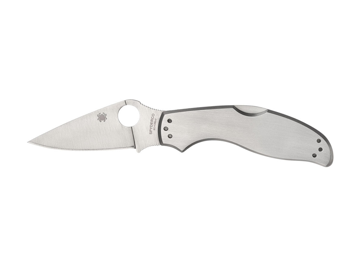 Spyderco UpTern C261P lama 8Cr13MoV piatta, manico acciaio inossidabile, Back Lock