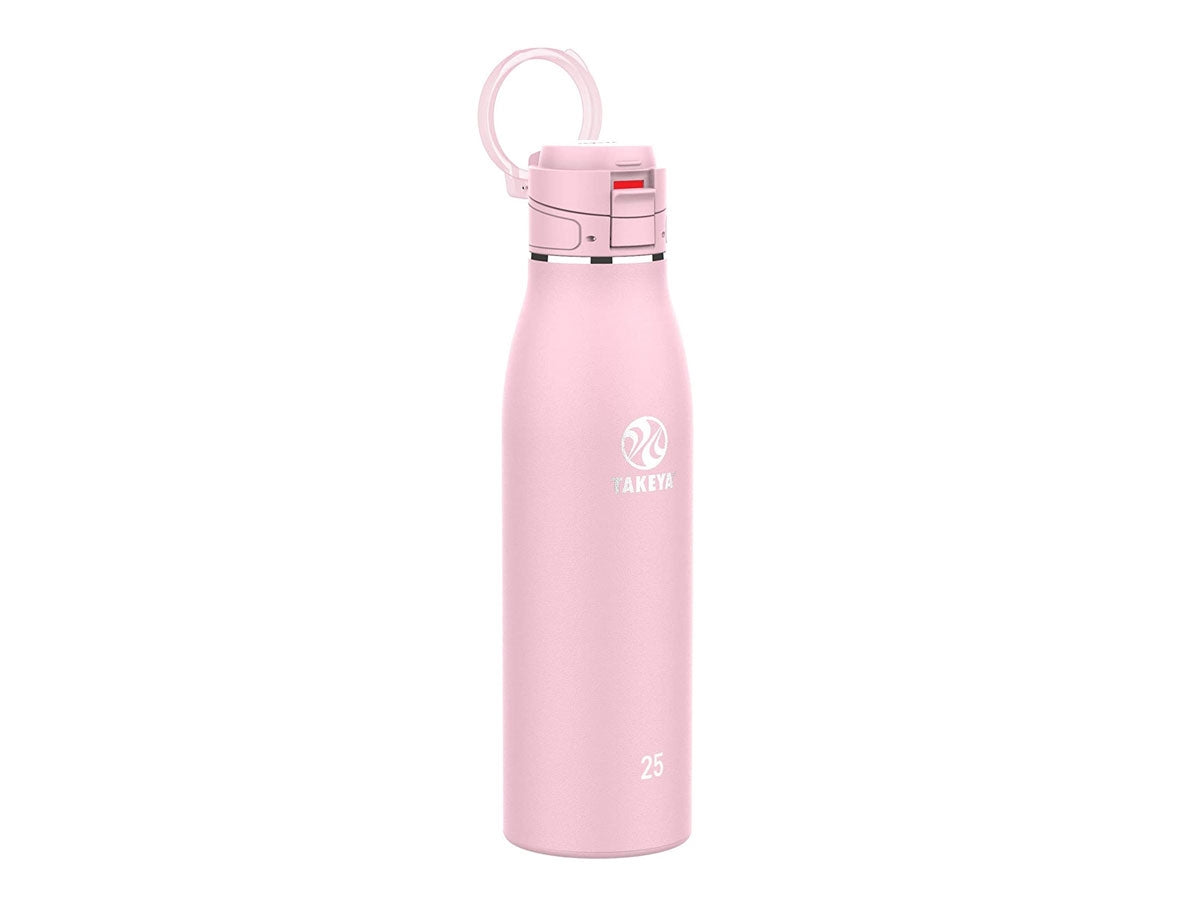 Bottiglia Takeya Actives Traveler 740 ml colore Blush con coperchio Fliplock, veduta frontale