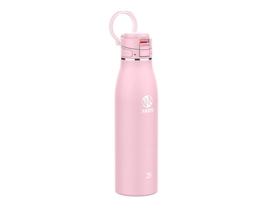 Bottiglia Takeya Actives Traveler 740 ml colore Blush con coperchio Fliplock, veduta frontale