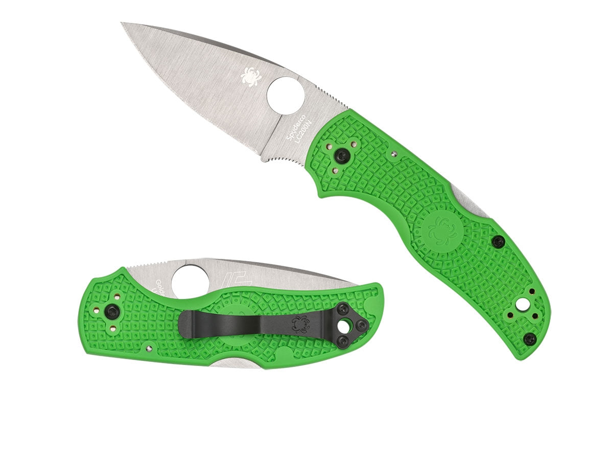 Spyderco Native 5 Salt C41PGR5 lama LC200N piatta FRN verde Back Lock - dettaglio lama