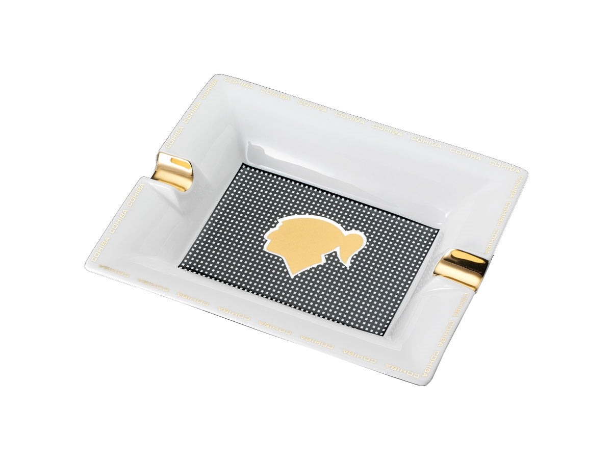 Posacenere Siglo Cohiba Logo fine bone china piatto fondo traslucido 22x18 cm