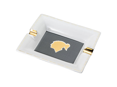Posacenere Siglo Cohiba Logo fine bone china piatto fondo traslucido 22x18 cm