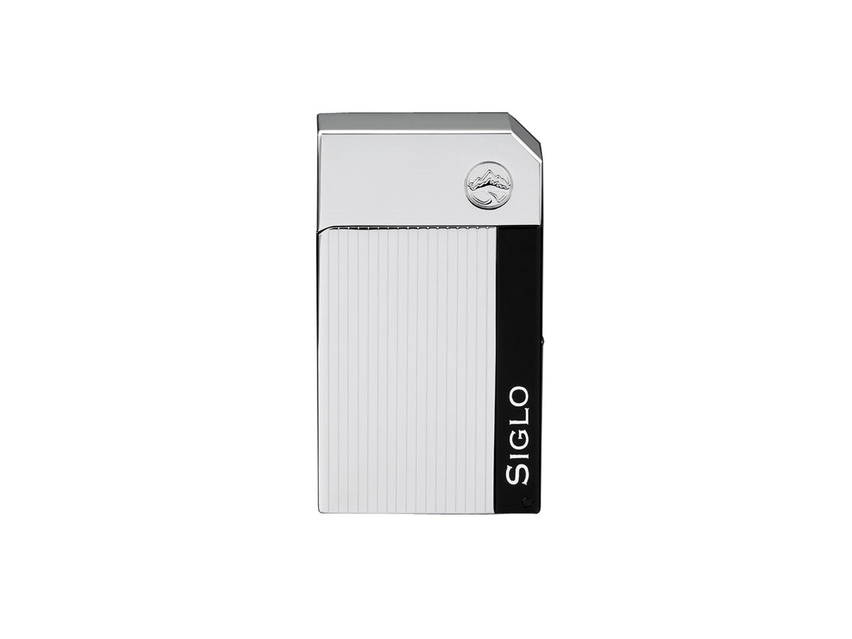 Accendino Siglo Chrome Lighter Electro Stripes placcato argento cromato punch integrato