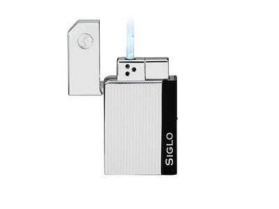 Siglo Chrome Lighter Electro Stripes vista laterale cappuccio angolato
