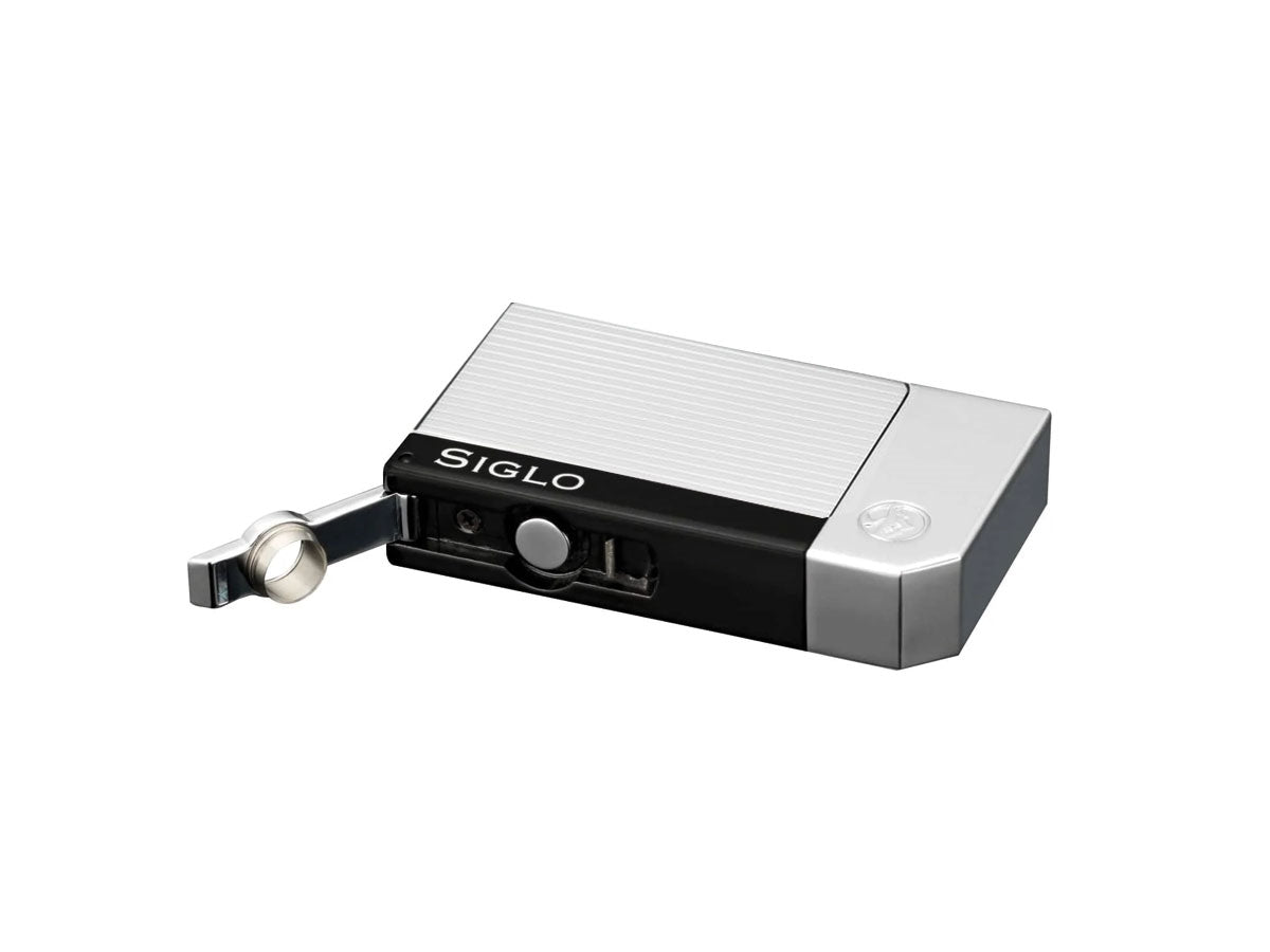 Siglo Chrome Lighter Electro Stripes dettaglio finestra serbatoio gas