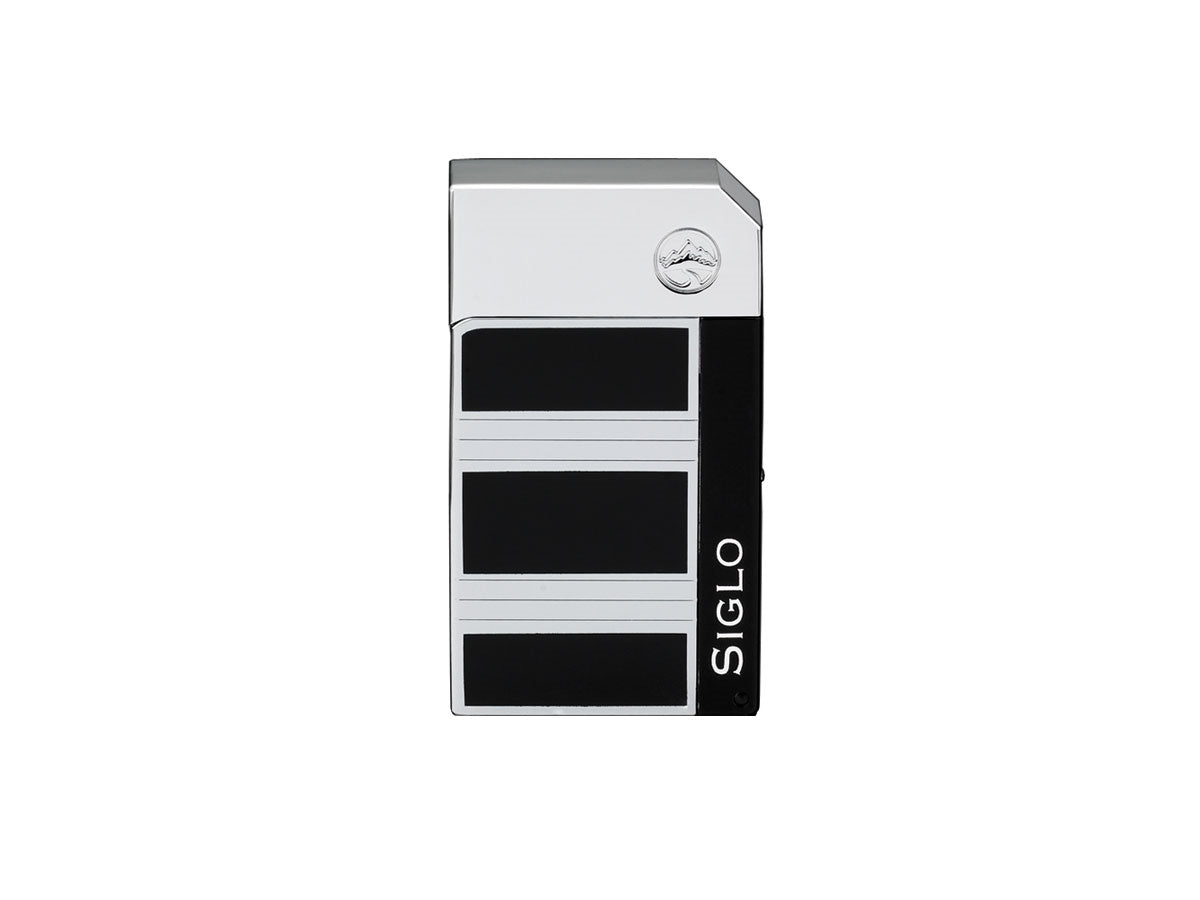 Accendino Siglo Chrome Lighter Obsidian Chrome placcato argento cromato punch integrato