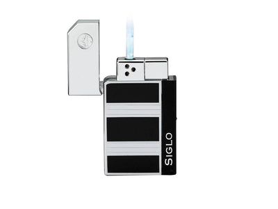 Siglo Chrome Lighter Obsidian Chrome vista laterale cappuccio angolato