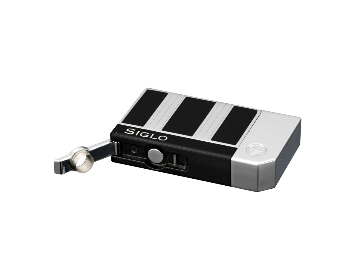 Siglo Chrome Lighter Obsidian Chrome dettaglio finestra serbatoio gas