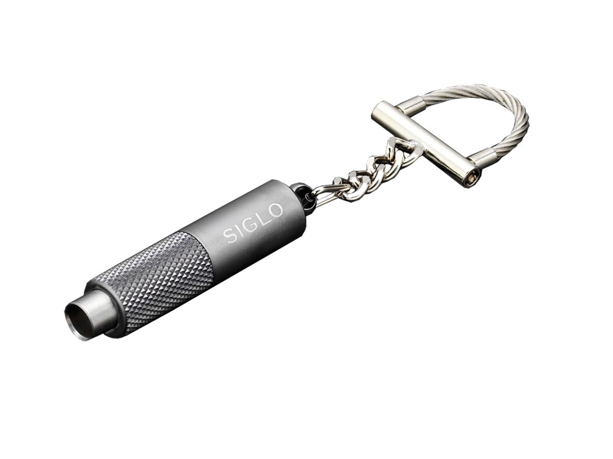 Siglo Key Chain Punch Cutter gun metal vista laterale dettaglio finitura