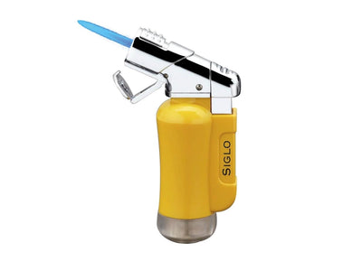 Siglo Mini Torch Lighter giallo Cohiba vista laterale regolatore di fiamma
