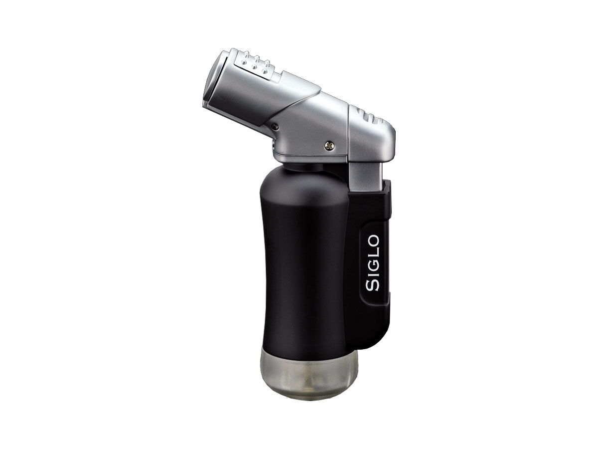 Accendino Siglo Mini Torch Lighter nero opaco serbatoio a finestra cappuccio retrattile