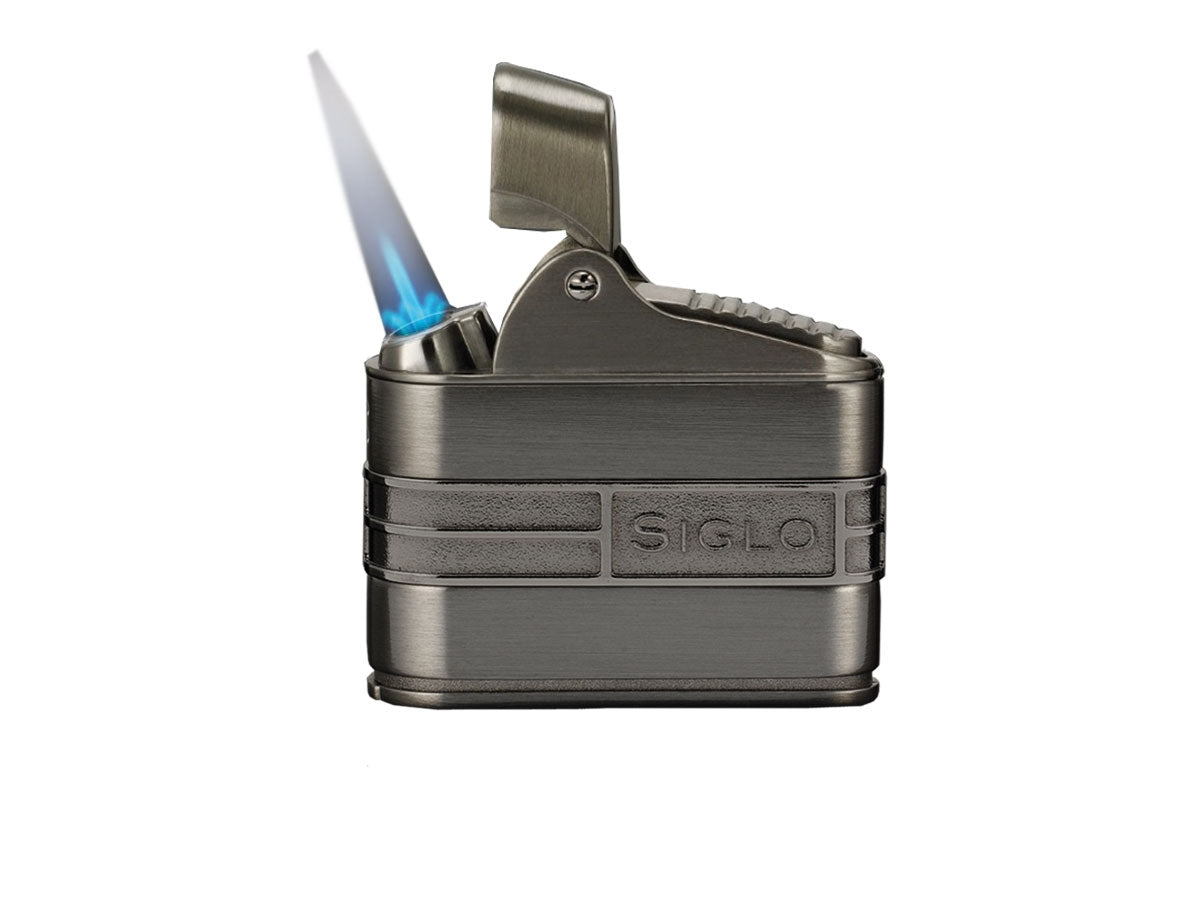 Siglo Retro II Lighter gun metal vista laterale punch integrato