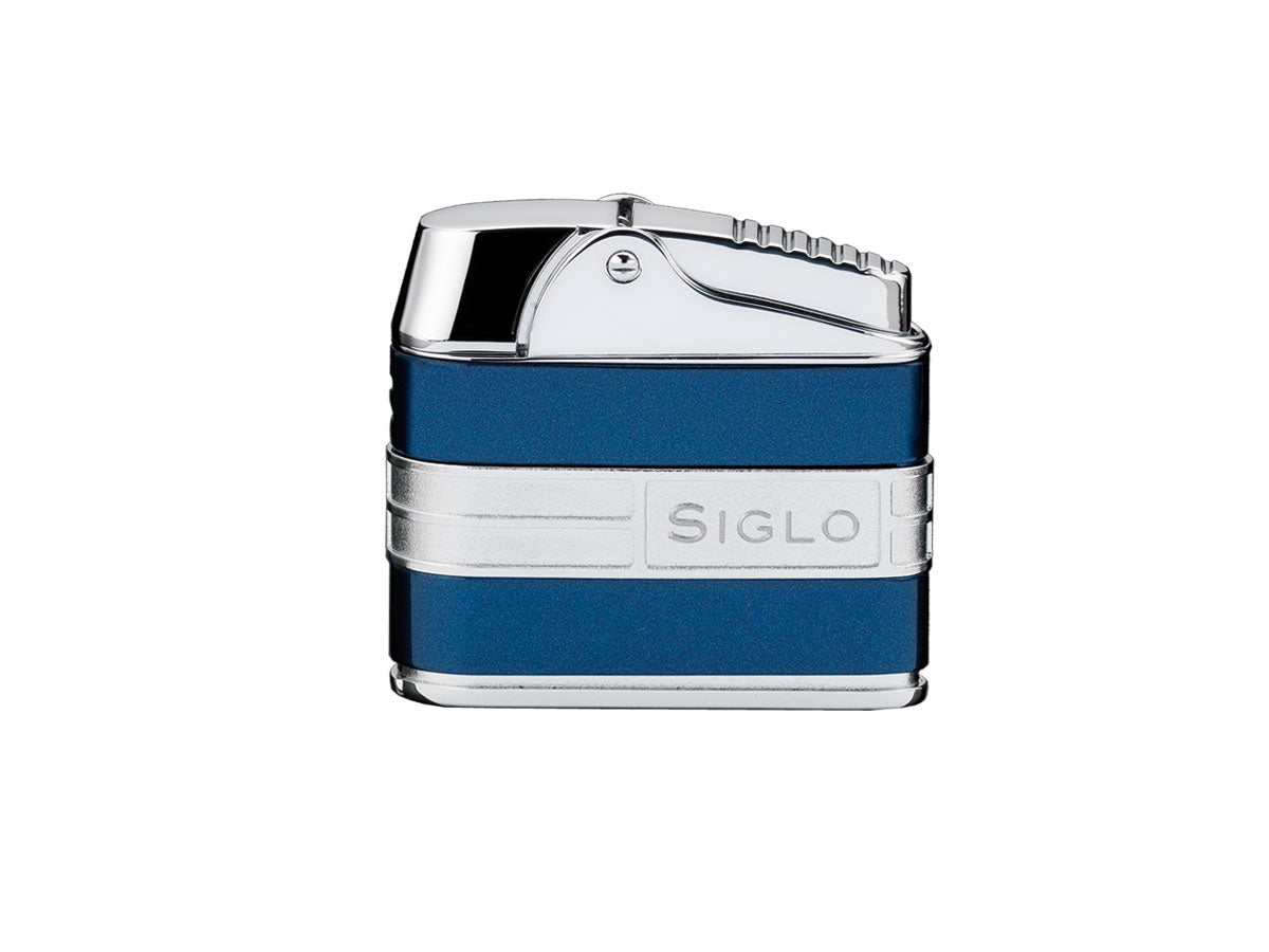 Accendino Siglo Retro II blu navy design art déco fiamma angolata a fiore
