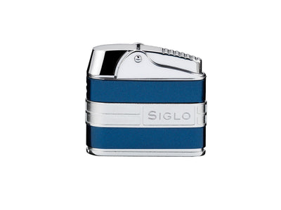 Accendino Siglo Retro II blu navy design art déco fiamma angolata a fiore