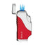 Siglo Triple Flame Lighter rosso vista laterale finestra serbatoio e regolatore