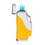 Siglo Triple Flame Lighter giallo vista laterale finestra serbatoio e regolatore