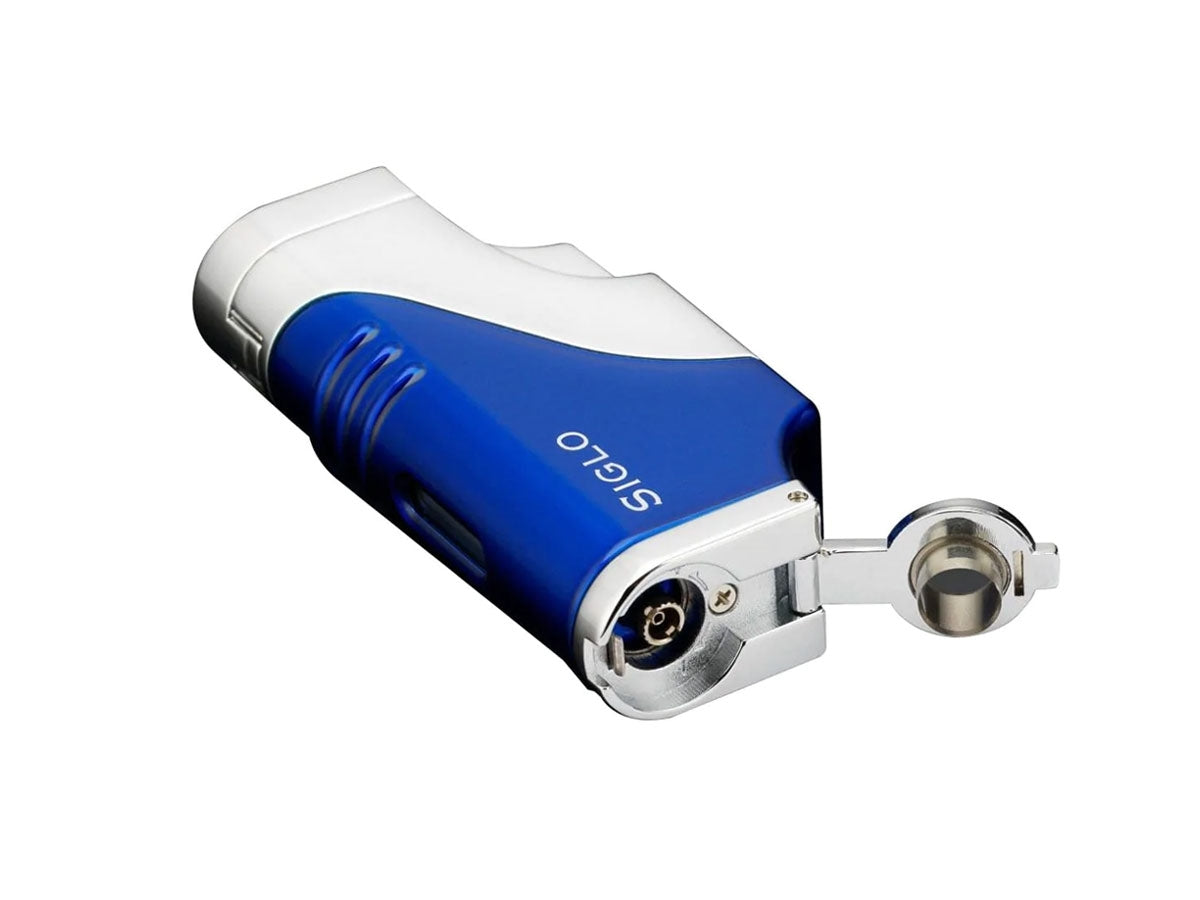 Siglo Triple Flame blu dettaglio stantuffo antiscivolo e punch