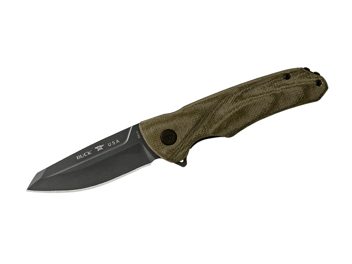 Buck Sprint Ops Pro Green Canvas Micarta S30V 0843Grs