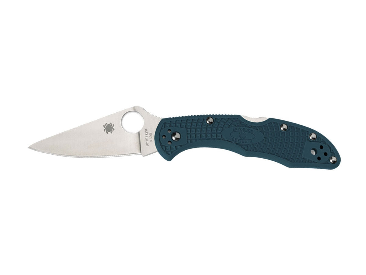Spyderco Delica 4 C11FPK390 lama K390 piatta, manico FRN blu Bi-Directional Texture