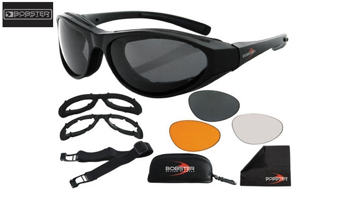 Bobster Raptor II BRA201 occhiali grilamid TR90 3 lenti intercambiabili smoked ambra