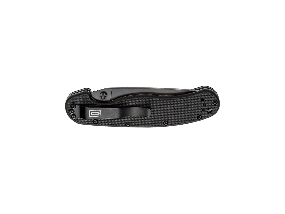 Ontario RAT-1 8847BS - dettaglio lama Black Stone e clip reversibile 4 posizioni