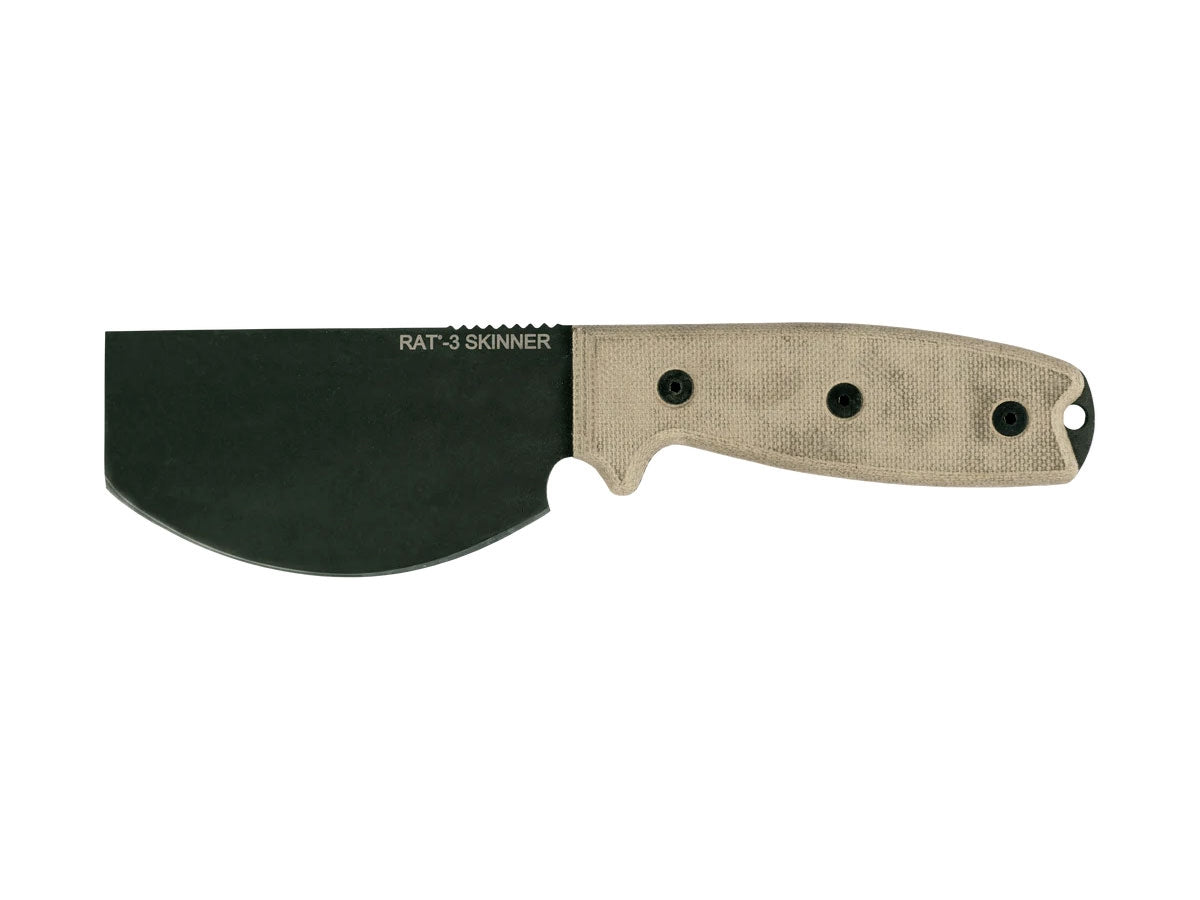 Ontario OKC RAT-3 Skinner 8661 lama 1075 Carbon 9,5 cm manico Micarta fodero cuoio 208 gr