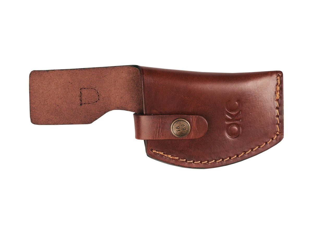 Ontario RAT-3 Skinner 8661 - dettaglio lama skinner e fodero cuoio sagomato