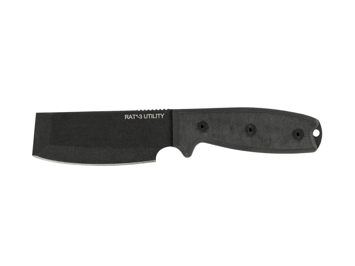Ontario OKC RAT-3 Utility 8662 lama 1075 Carbon 8,6 cm manico Micarta appoggio dito fodero Nylon MOLLE