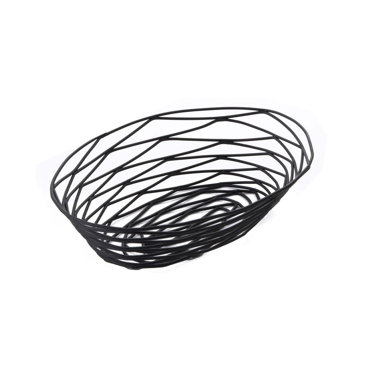 Cestino Pane Ovale in Filo Inox Nero 22x15 cm H 5,5 cm 1 Pezzo