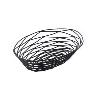 Cestino Pane Ovale in Filo Inox Nero 22x15 cm H 5,5 cm 1 Pezzo