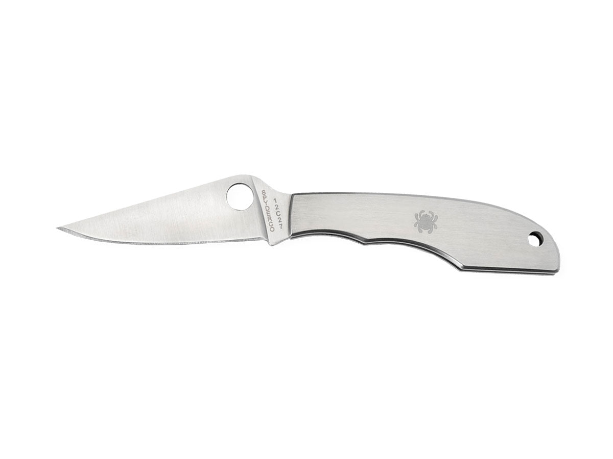 Spyderco Grasshopper C138P slipjoint lama Sandvik 12C27 5 cm, manico acciaio con Trademark Round Hole