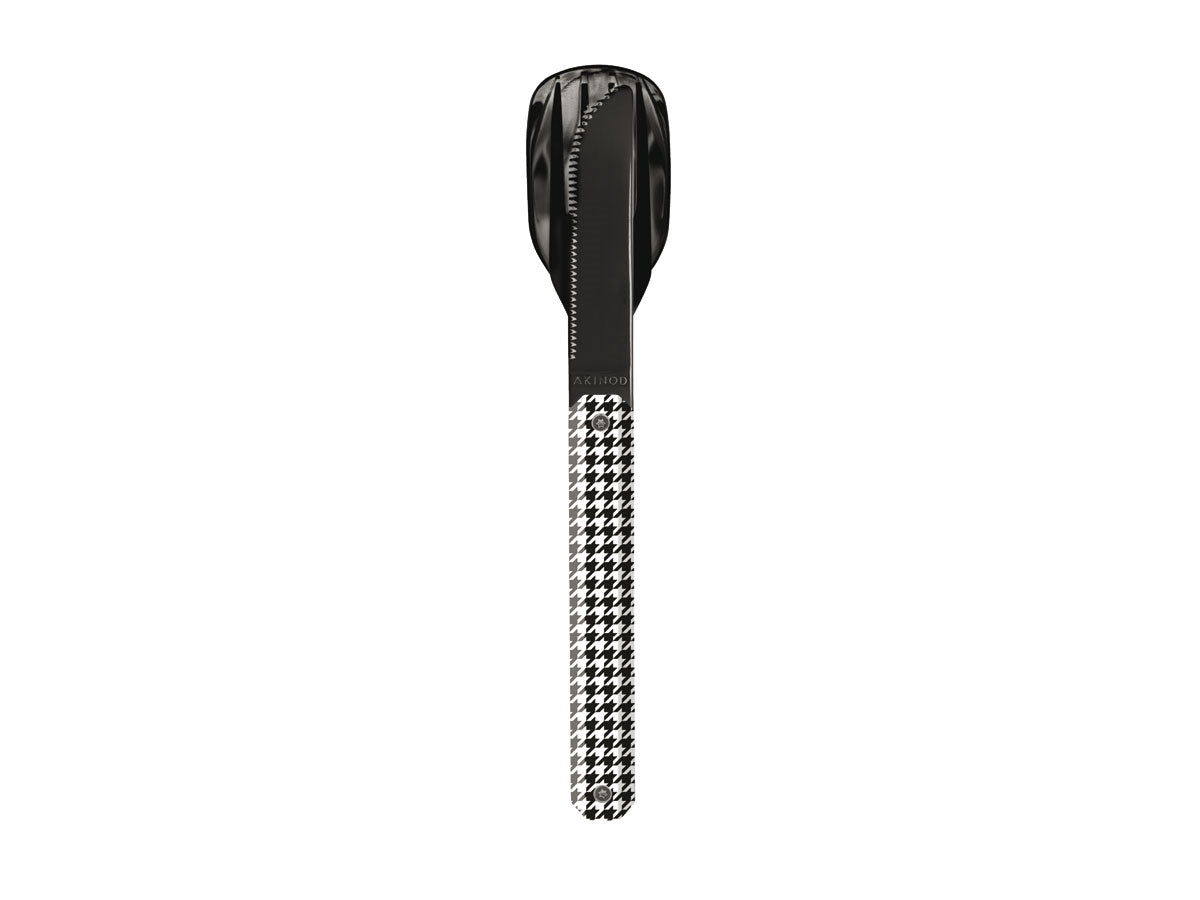 Akinod Magnetic Straight Cutlery 12H34 Black Mirror Pied de Poule