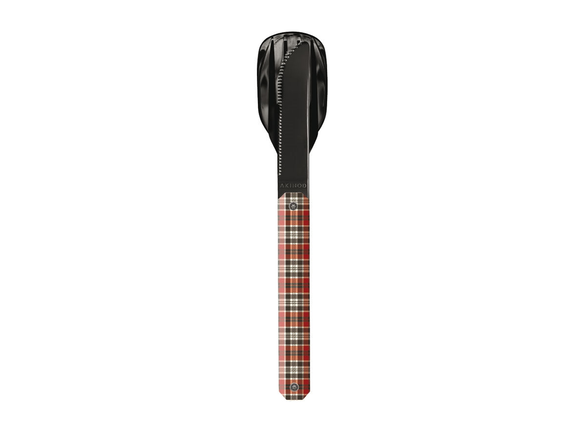 Akinod Magnetic Straight Cutlery 12H34 Black Mirror Tartan Bleu