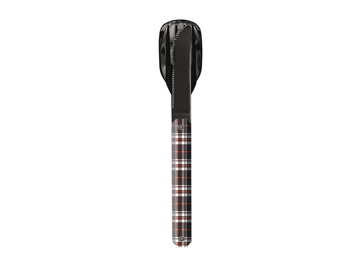 Akinod Magnetic Straight Cutlery 12H34 Black Mirror Tartan Rouge
