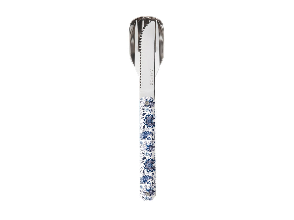 Akinod Magnetic Straight Cutlery 12H34 Mirror Fleur Bleue