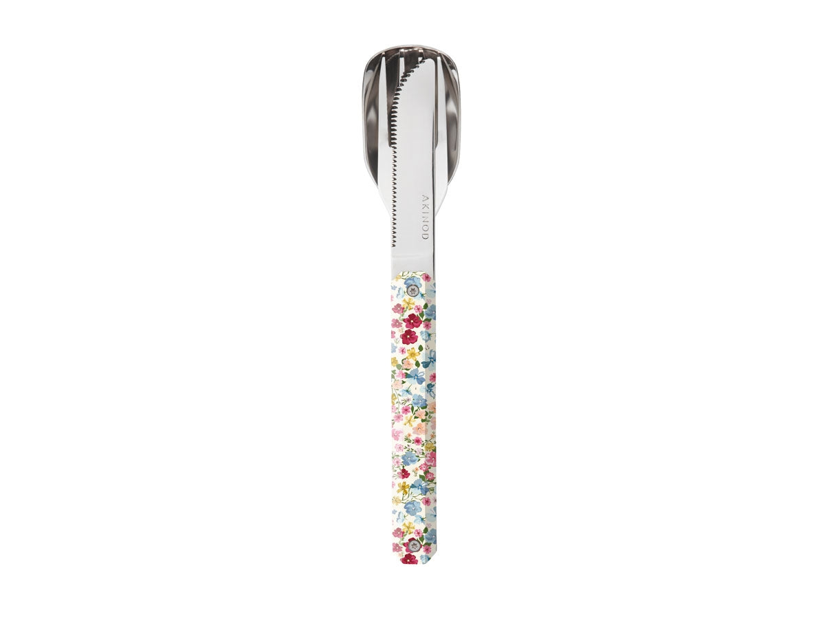 Akinod Magnetic Straight Cutlery 12H34 Mirror Fleurs Pastel