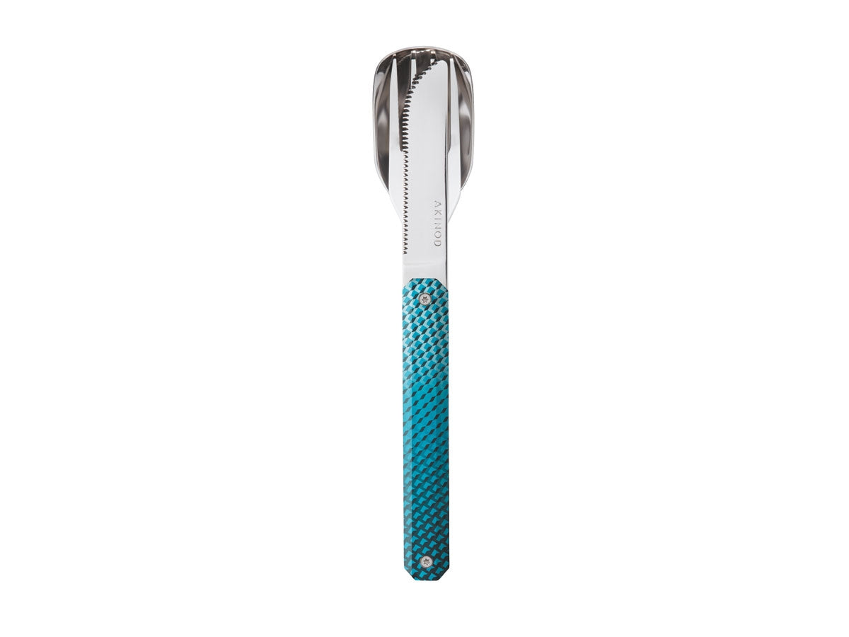 Akinod Magnetic Straight Cutlery 12H34 Mirror Mosaique Bleue