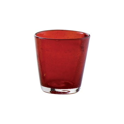 Bollicine Bicchiere Acqua Rosso in Vetro Soffiato a Bocca 30 cl 6 Pezzi