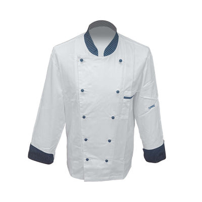 Giacca Cuoco Bianca con Riga Nera Manica Lunga Taglia S