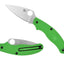 Spyderco UK Penknife Salt C94PGR dettaglio lama H-1 e clip tascabile su manico FRN verde