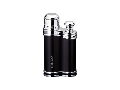 Accendino Siglo Bean Shaped nero opaco lega di zinco single jet flame 6,8x3,5x1,8 cm